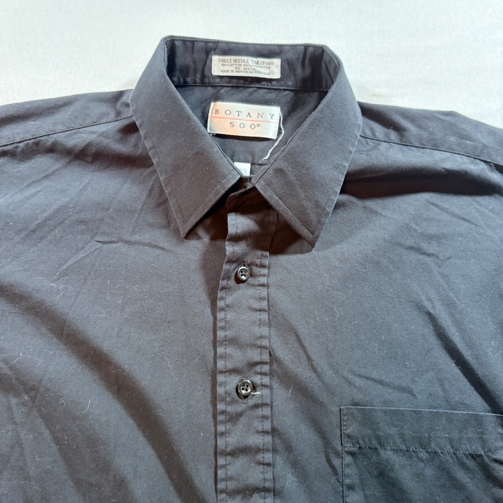 Botany 500 Mens Black Long Sleeve Button Down Shirt 16.5 34/35 Single Needle